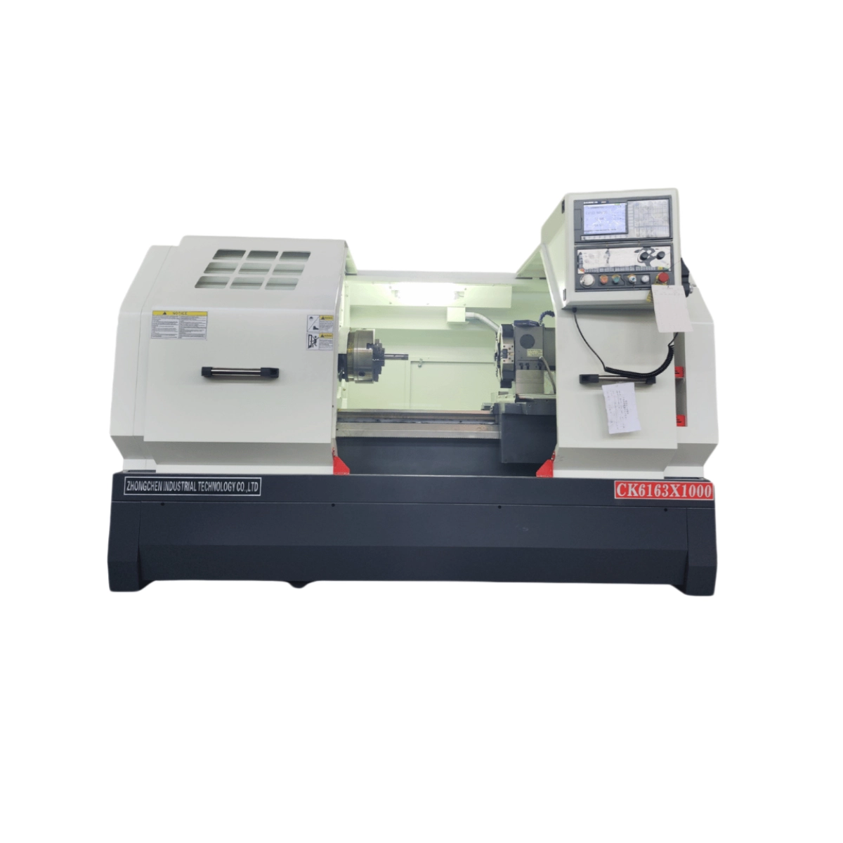 ZCIT CK6163 heavy duty flat bed CNC lathe machine 25 inch swing 40 inch distance with FANUC CNC system and 6 station tool post